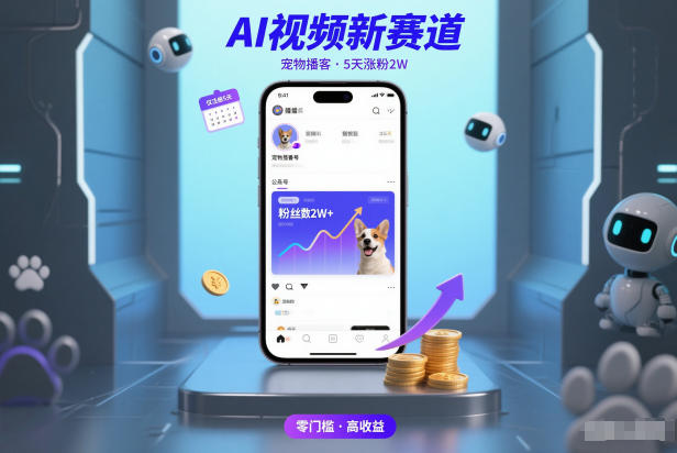 AI视频新赛道，宠物播客仅注册5天涨粉2W，收益非常可观-川川创富网