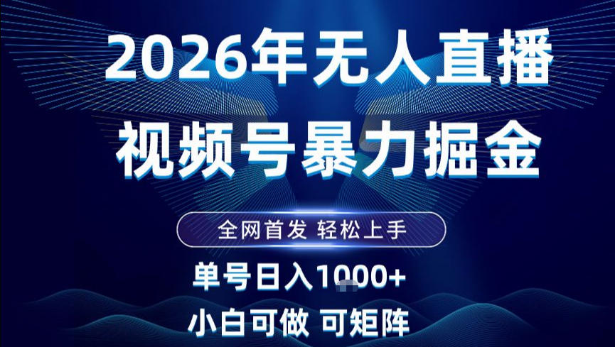 2026最新视频号无人直播掘金，全网首发，小白可以玩，长期稳定日入1k+【揭秘】-川川创富网