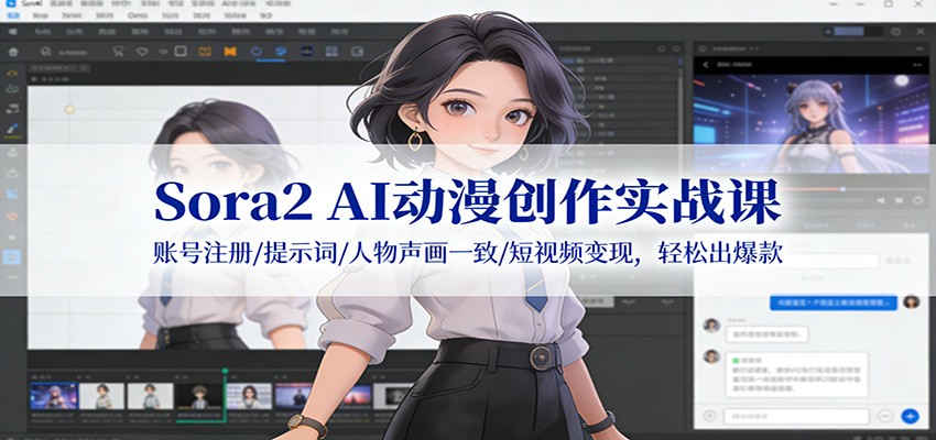 Sora2 AI动漫创作实战课：账号注册/提示词/人物声画一致/短视频变现，轻松出爆款-川川创富网