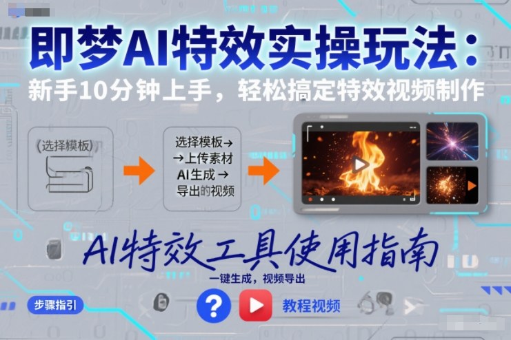即梦AI特效实操玩法：新手10分钟上手，轻松搞定特效视频制作-川川创富网