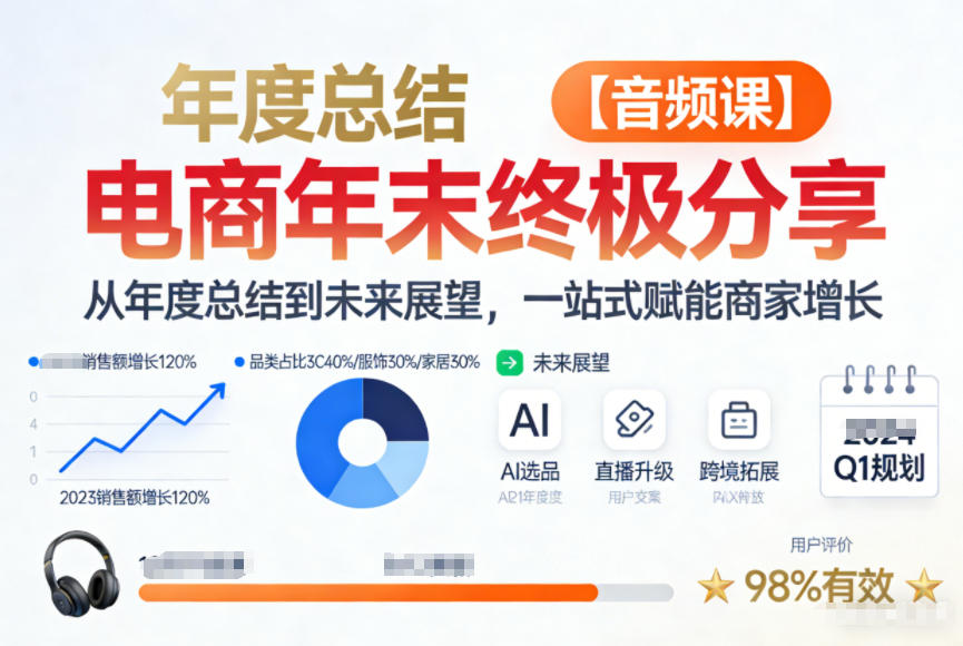 电商年未终极分享，从年度总结到未来展望，一站式赋能商家增长【音频课】-川川创富网