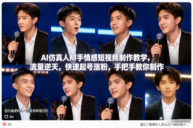 AI仿真人辩手情感短视频制作教学，流量逆天，快速起号涨粉，手把手教你制作-川川创富网