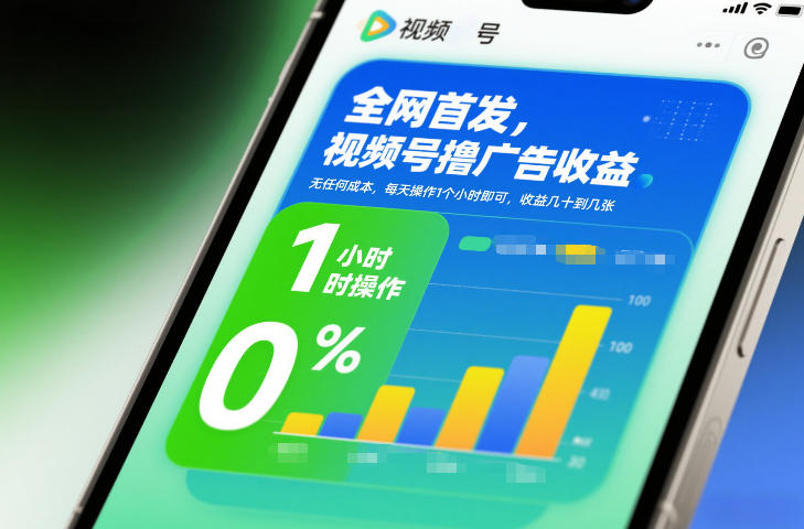 全网首发，视频号撸广告收益，无任何成本，每天操作1个小时即可，收益几十到几张-川川创富网