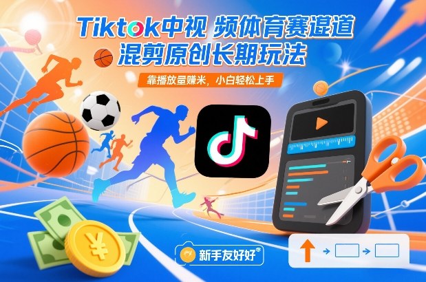 Tiktok中视频体育赛道混剪原创长期玩法，靠播放量賺米，小白轻松上手-川川创富网