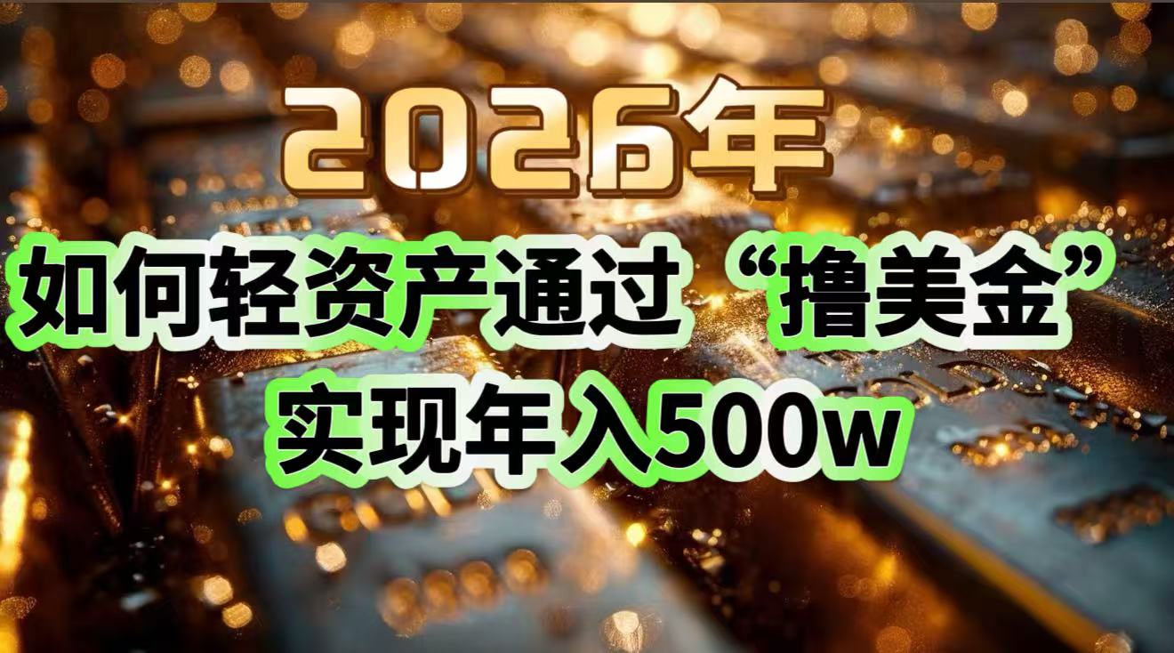 2026年如何轻资产通过“撸美金”实现年入500w-川川创富网