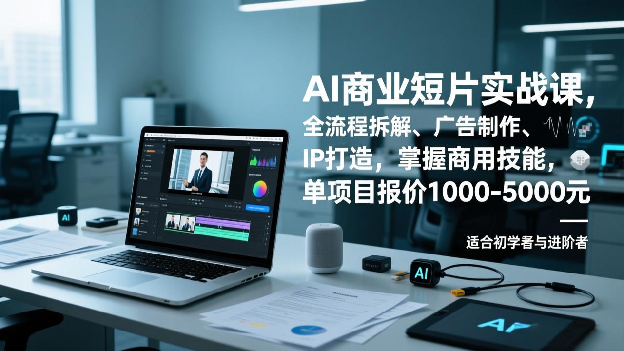 AI商业短片实战课，全流程拆解、广告制作、IP打造，掌握商用技能，单项目报价1000-5000元-川川创富网