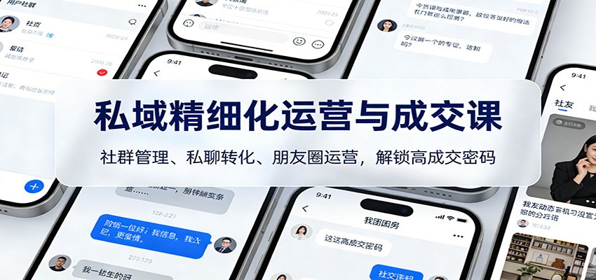 私域精细化运营与成交课：社群管理、私聊转化、朋友圈运营，解锁高成交密码-川川创富网