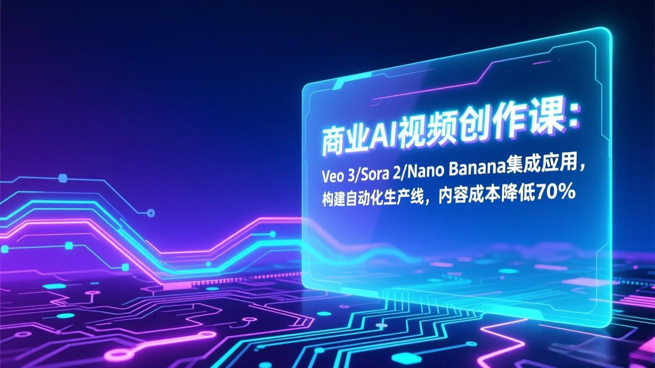 商业AI视频创作课：Veo 3/Sora 2/Nano Banana集成应用，构建自动化生产线，内容成本降低70%-川川创富网