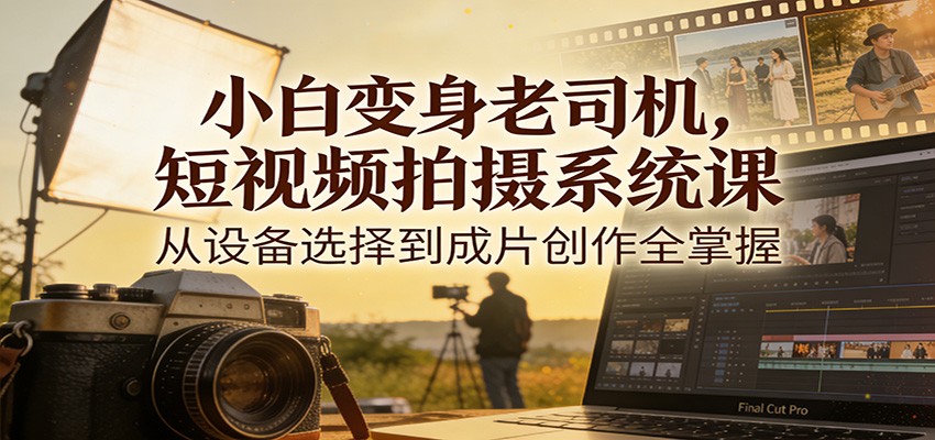 小白变身老司机，短视频拍摄系统课，从设备选择到成片创作全掌握-川川创富网