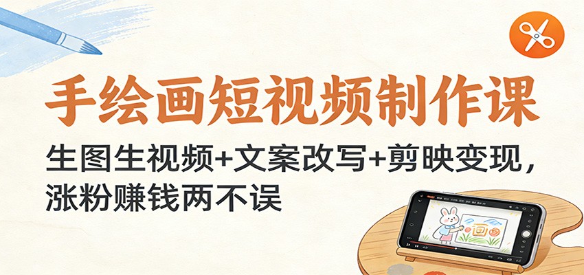 手绘画短视频制作课：生图生视频+文案改写+剪映变现，涨粉赚钱两不误-川川创富网