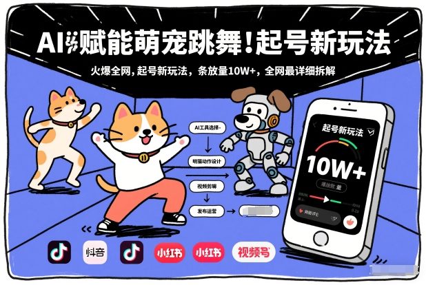 AI赋能萌宠跳舞，火爆全网，起号新玩法，条条播放量10W+，全网最详细拆解-川川创富网