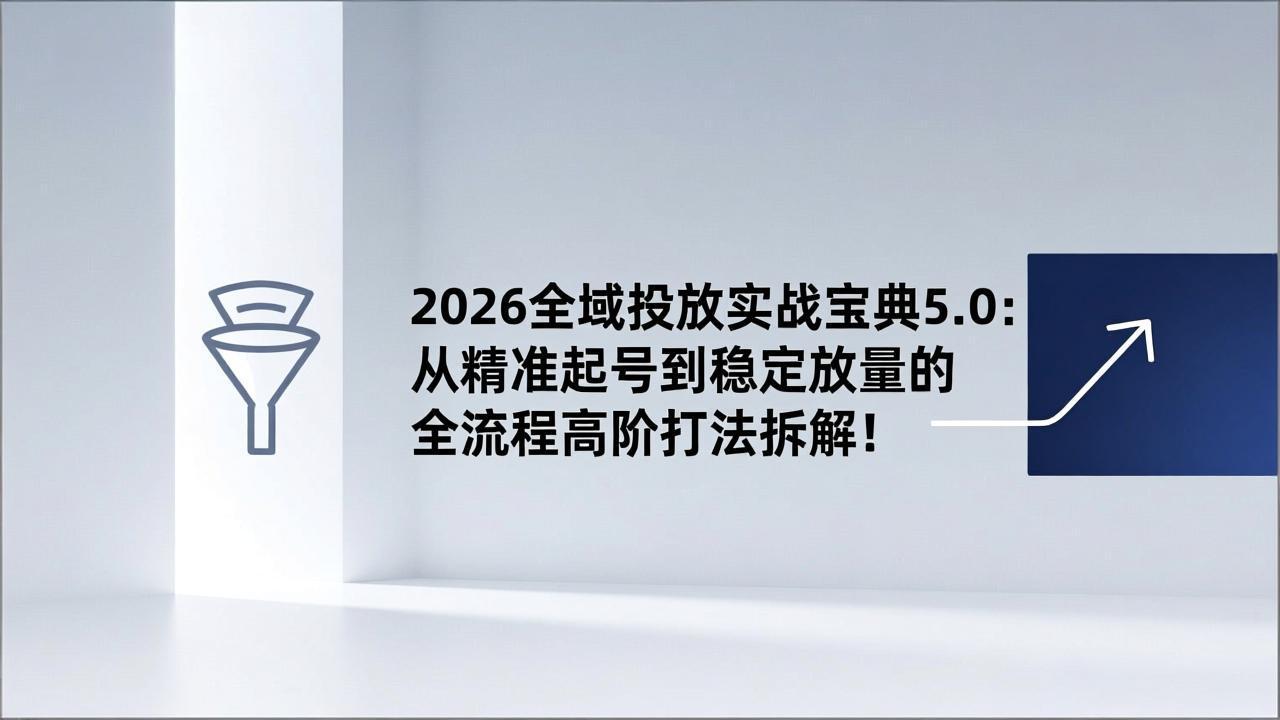 2026全域投放实战宝典5.0：从精准起号到稳定放量的全流程高阶打法拆解！-川川创富网