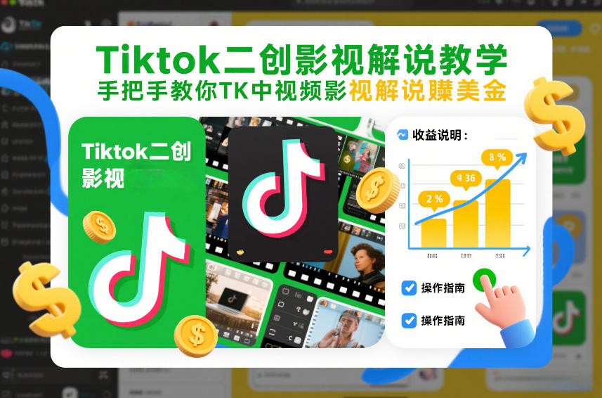 Tiktok二创影视解说教学，手把手教你TK中视频影视解说賺美金(更新26年1月)-川川创富网