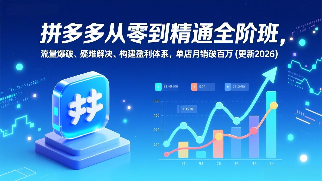 拼多多从零到精通全阶班，流量爆破、疑难解决，构建盈利体系，单店月销破百万(更新2026-川川创富网