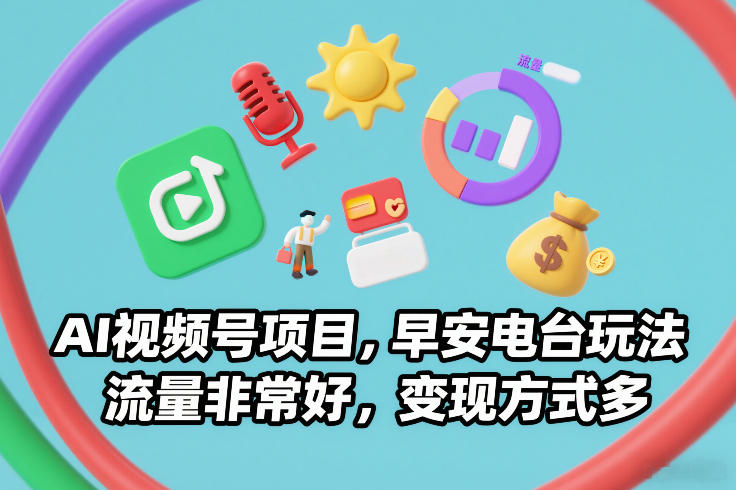 AI视频号项目，早安电台玩法，流量非常好，变现方式多-川川创富网