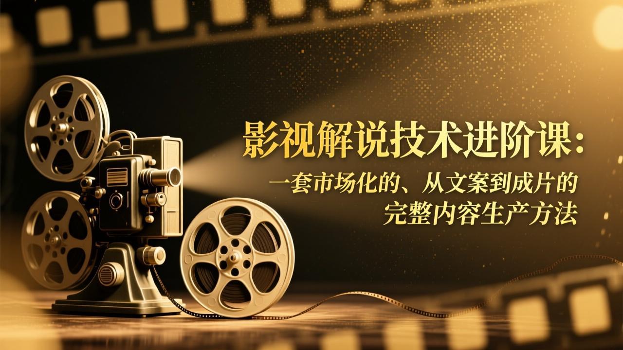 影视解说技术进阶课：一套市场化的、从文案到成片的完整内容生产方法-川川创富网