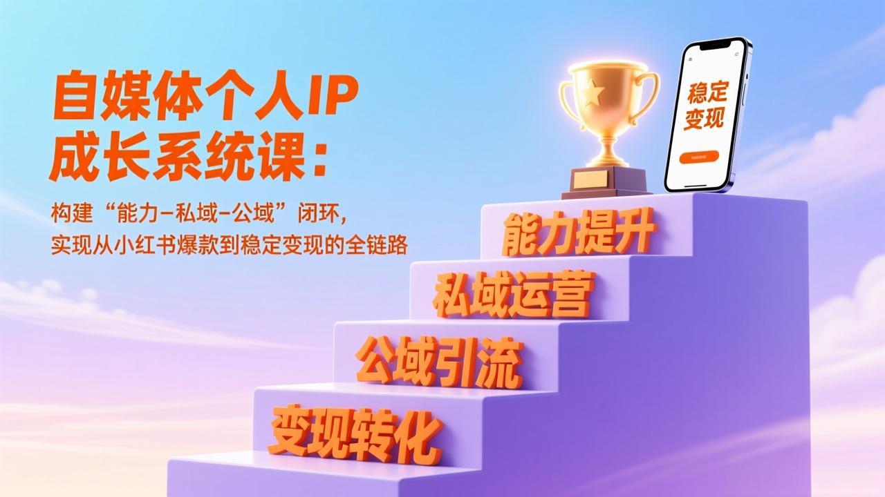 自媒体个人IP成长系统课：构建“能力-私域-公域”闭环，实现从小红书爆款到稳定变现的全链路-川川创富网