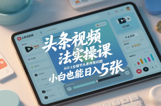 头条视频玩法实操课，从0-1全细节头条所有问题，小白也能日入5张-川川创富网