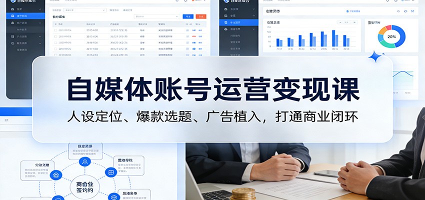 自媒体账号运营变现课：人设定位、爆款选题、广告植入，打通商业闭环-川川创富网