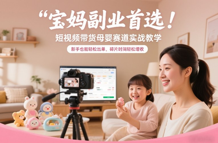 宝妈副业首选！短视频带货母婴赛道实战教学，新手也能轻松出单，碎片时间轻松增收-川川创富网