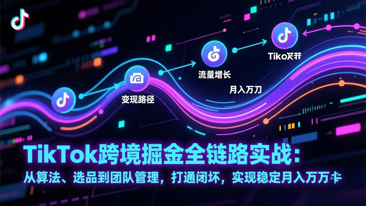 TikTok跨境掘金全链路实战：从算法、选品到团队管理，打通闭环，实现稳定月入万刀-川川创富网