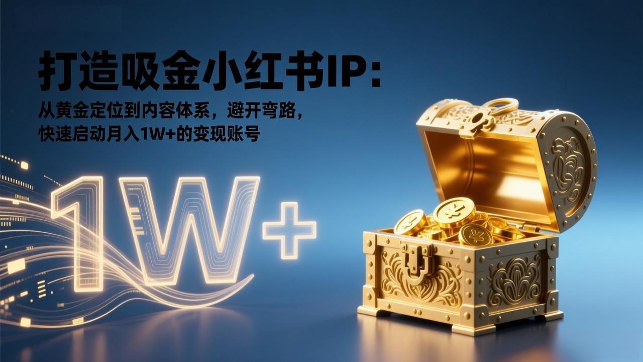 打造吸金小红书IP：从黄金定位到内容体系，避开弯路，快速启动月入1W+的变现账号-川川创富网