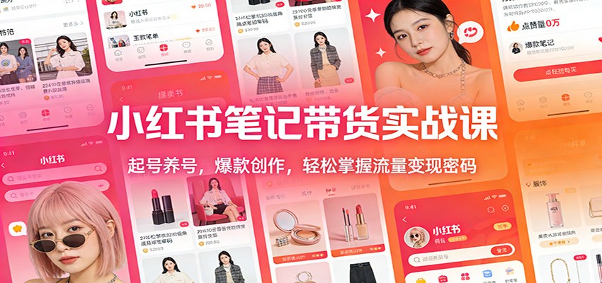 小红书笔记带货实战课：起号养号，爆款创作，轻松掌握流量变现密码-川川创富网