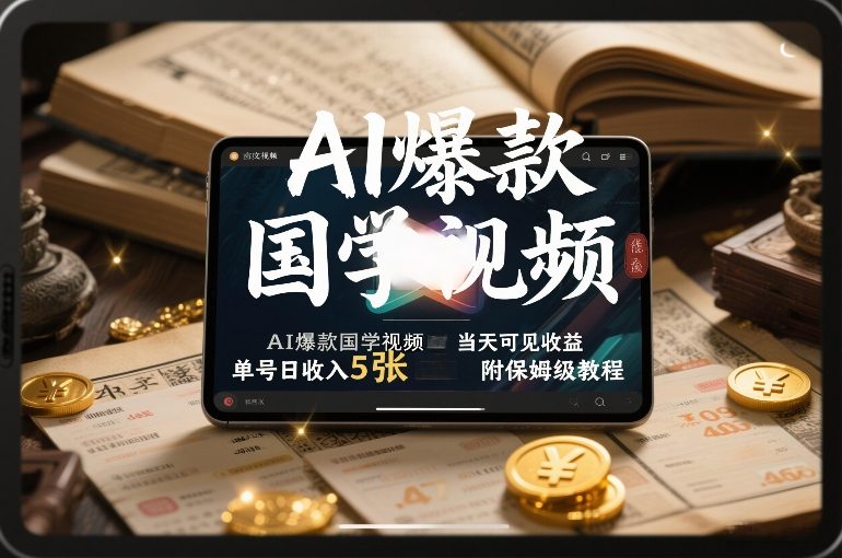 AI爆款国学视频，独家起号方法，小白直接上手，当天可见收益，单号日收入5张+附保姆级教程-川川创富网