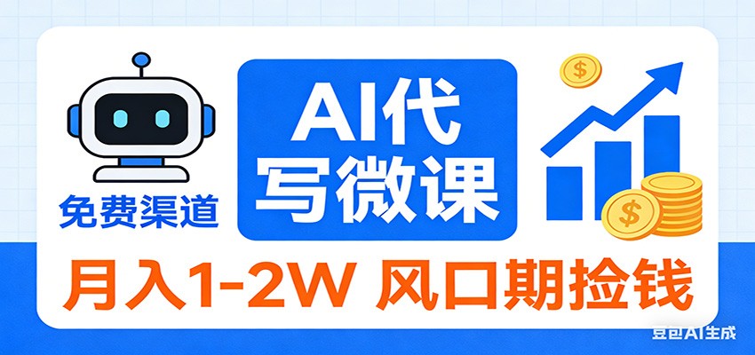 2026告别打工！AI 代写微课，提供免费渠道，月入 1-2W 风口期捡钱-川川创富网