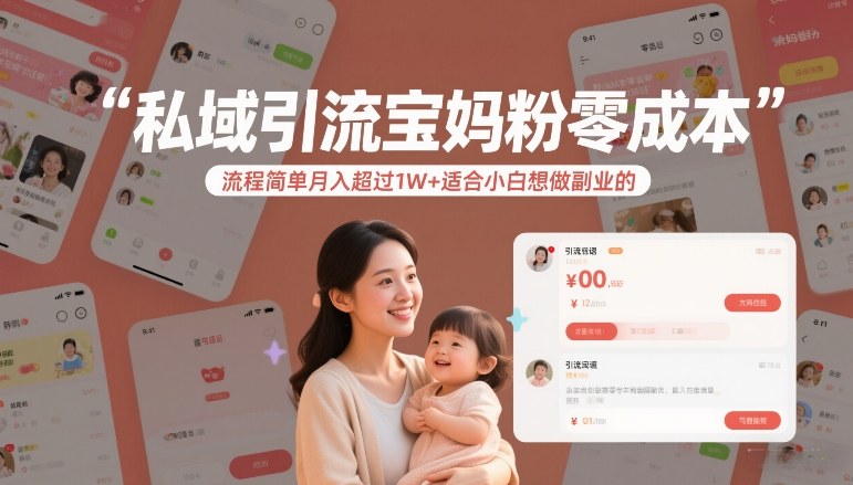 私域引流宝妈粉零成本流程简单月入超过1W+适合小白想做副业的-川川创富网