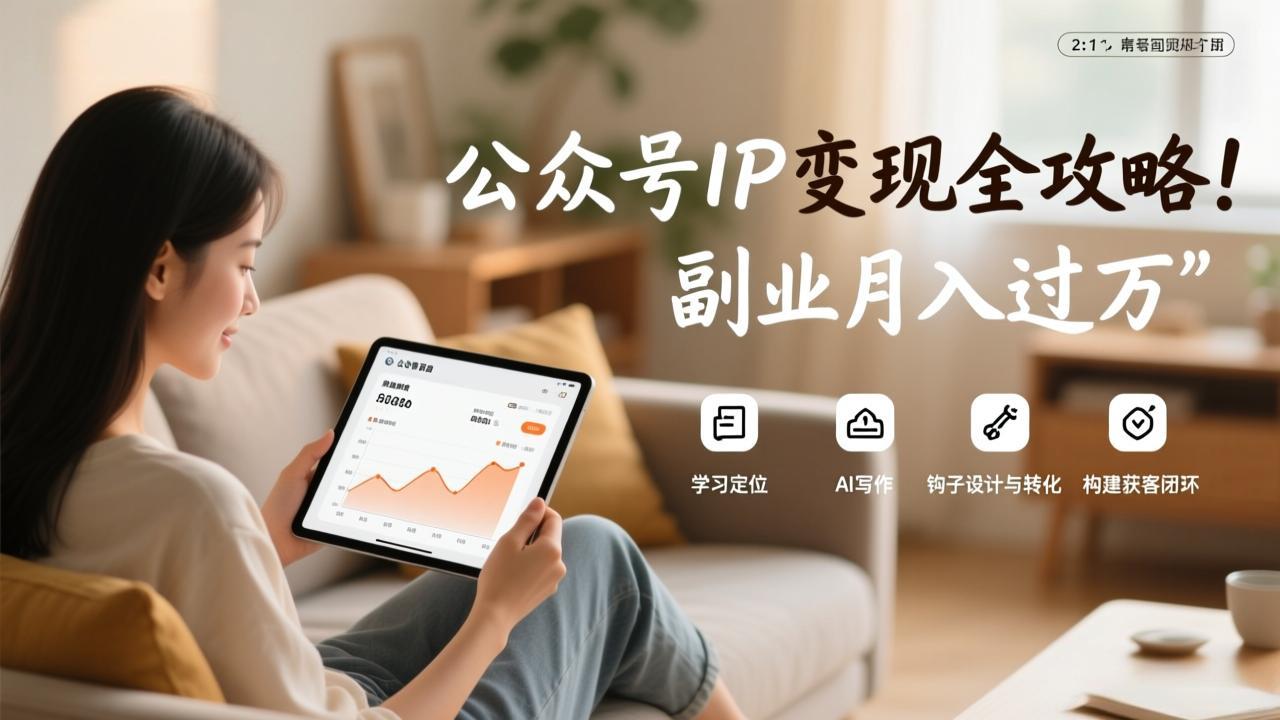 公众号IP变现全攻略，学习定位、AI写作、钩子设计与转化，构建获客闭环，副业月入过万-川川创富网