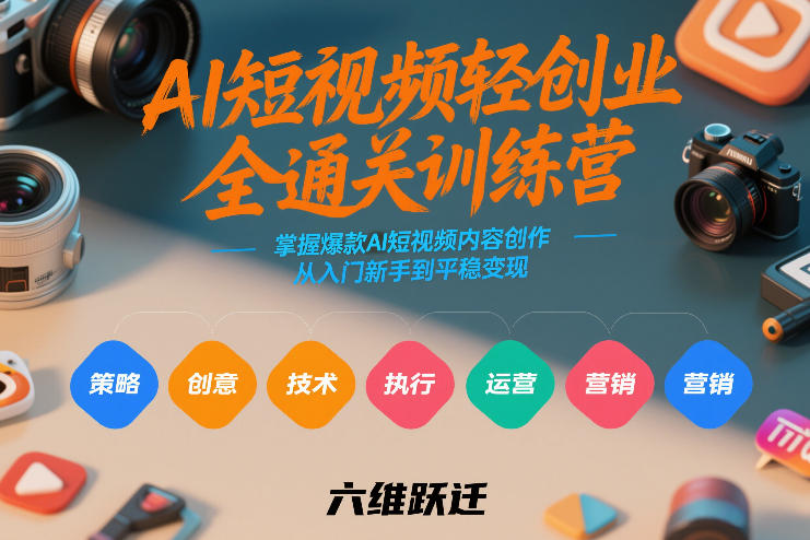 AI短视频轻创业全通关训练营，掌握爆款AI短视频内容创作，从入门新手到平稳变现的六维跃迁-川川创富网