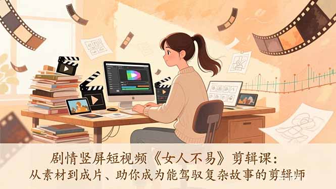 剧情竖屏短视频《女人不易》剪辑课：从素材到成片、助你成为能驾驭复杂故事的剪辑师-川川创富网