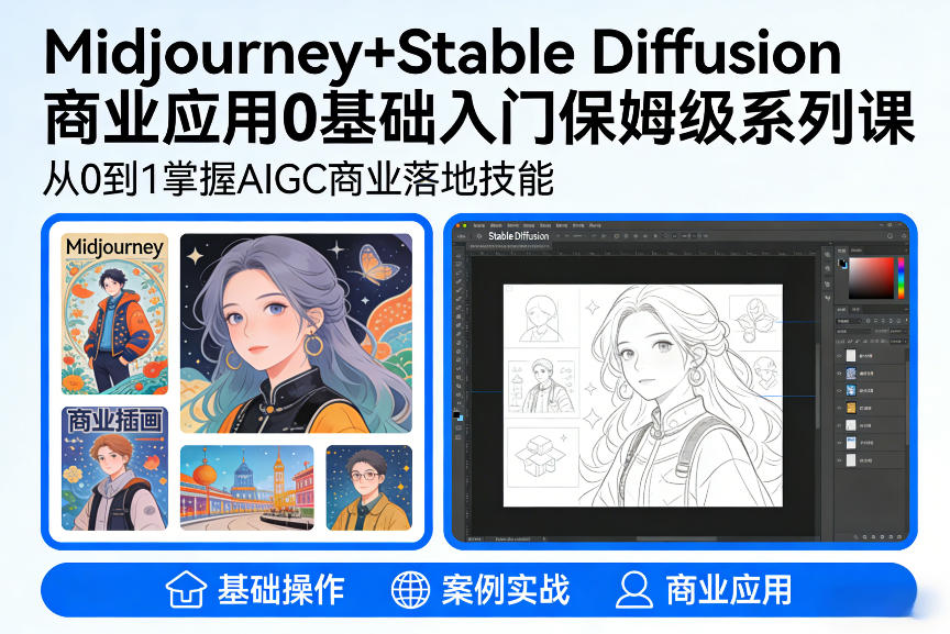 AIGC商业应用Midjourney+Stable Diffusion教程，0基础入门保姆级系列课-川川创富网