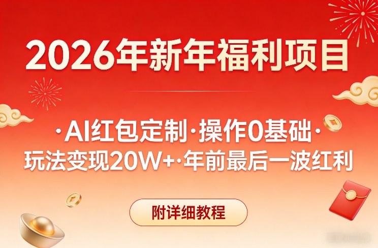 新年福利项目，AI红包定制，操作0基础，玩法变现20W+年前最后一波红利，附详细教程-川川创富网