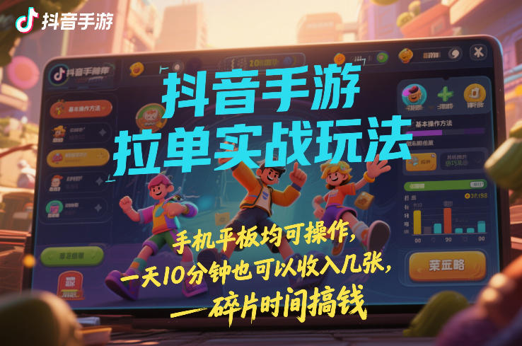 抖音手游拉单实战玩法，手机平板均可操作，一天10分钟也可以收入几张，碎片时间搞钱【揭秘】-川川创富网