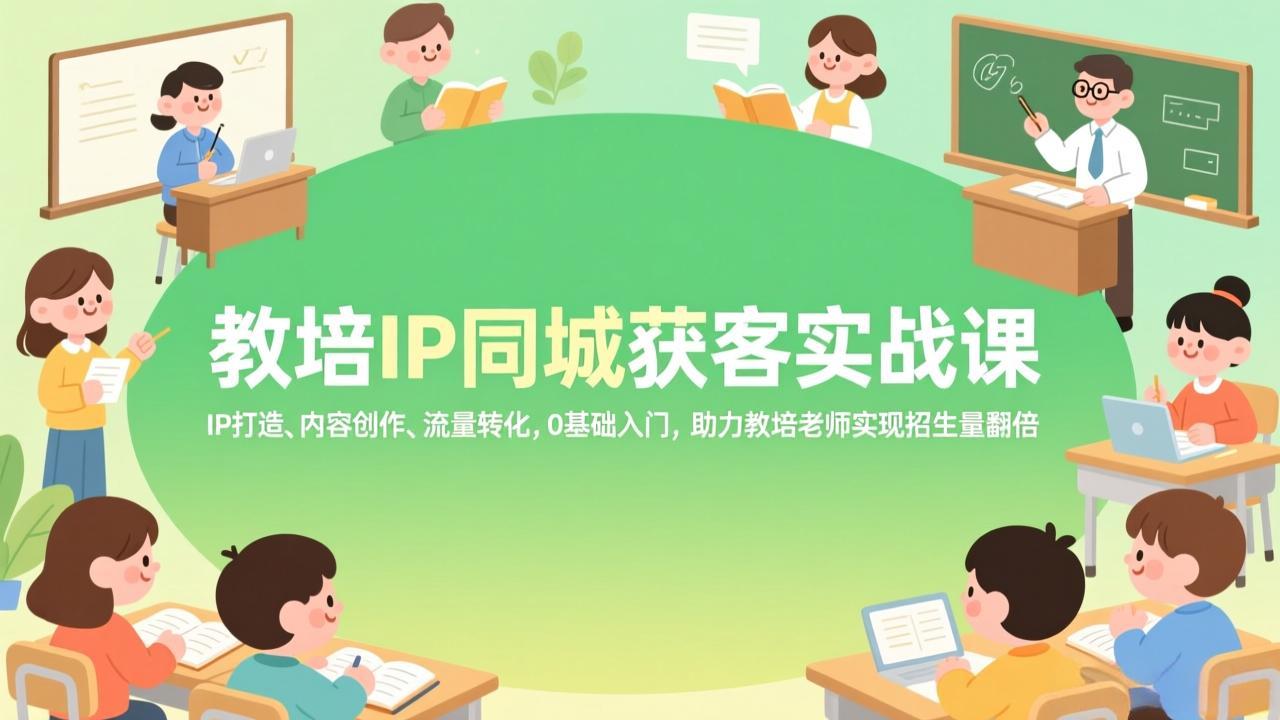 教培IP同城获客实战课，IP打造、内容创作、流量转化，0基础入门，助力教培老师实现招生量翻倍-川川创富网