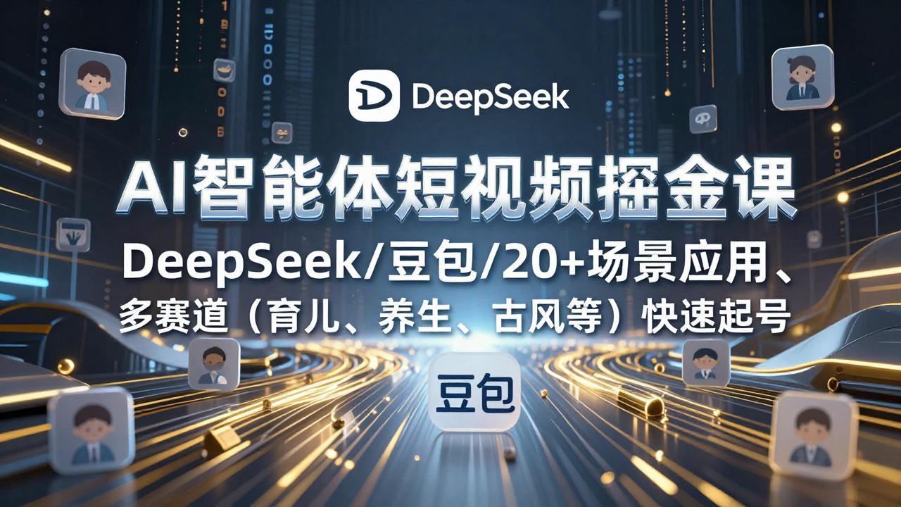 AI智能体短视频掘金课，DeepSeek/豆包/20+场景应用、多赛道(育儿、养生、古风等-川川创富网