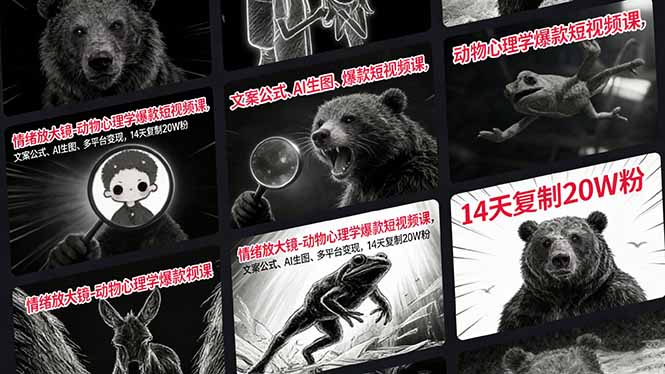 情绪放大镜-动物心理学爆款短视频课，文案公式、AI生图、多平台变现，14天复制20W粉-川川创富网