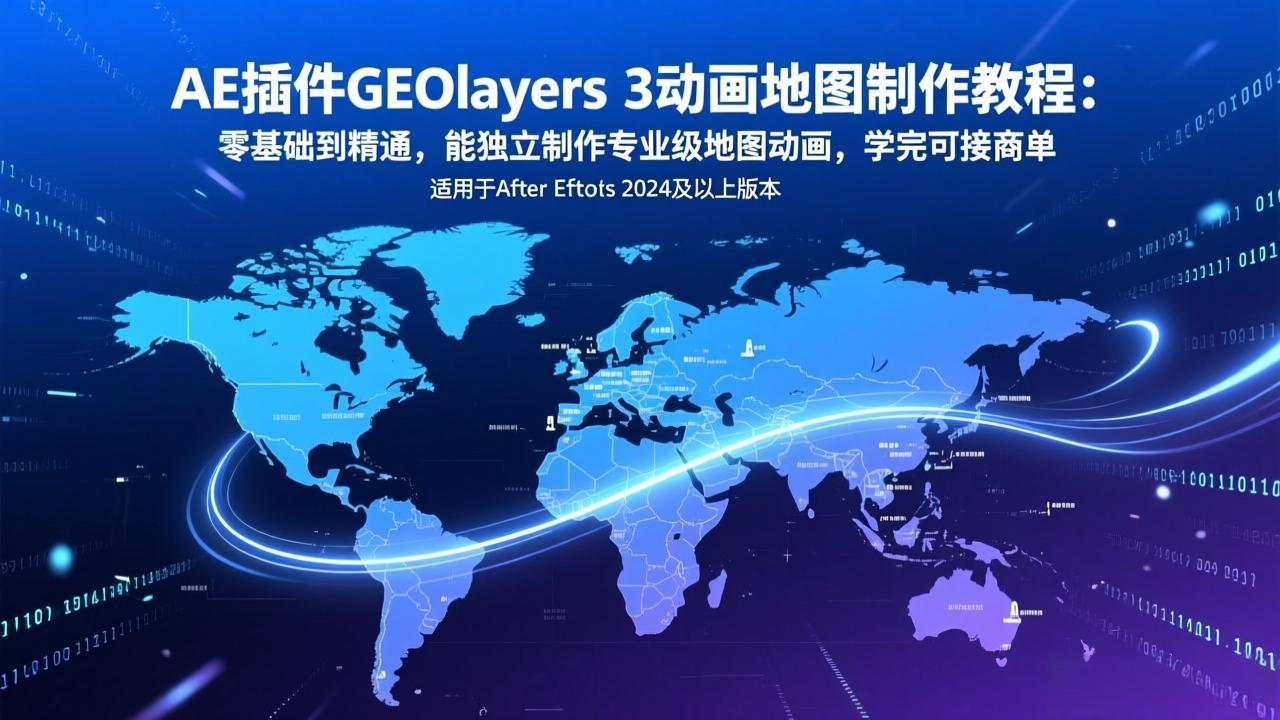 AE插件GEOlayers 3动画地图制作教程：零基础到精通，能独立制作专业级地图动画，学完可接商单-川川创富网