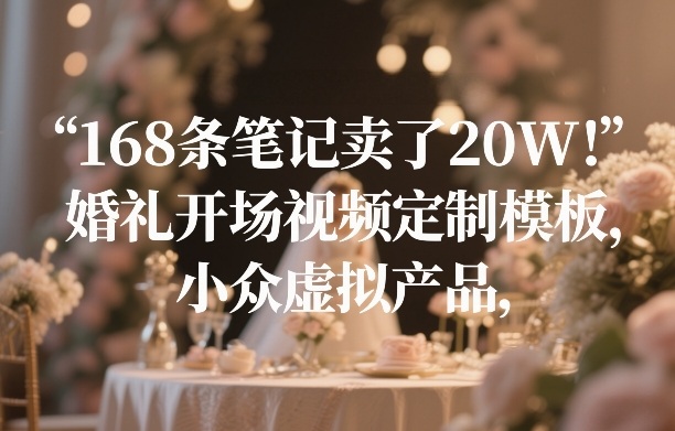 168条笔记卖了20W！婚礼开场视频定制模板，小众虚拟产品-川川创富网