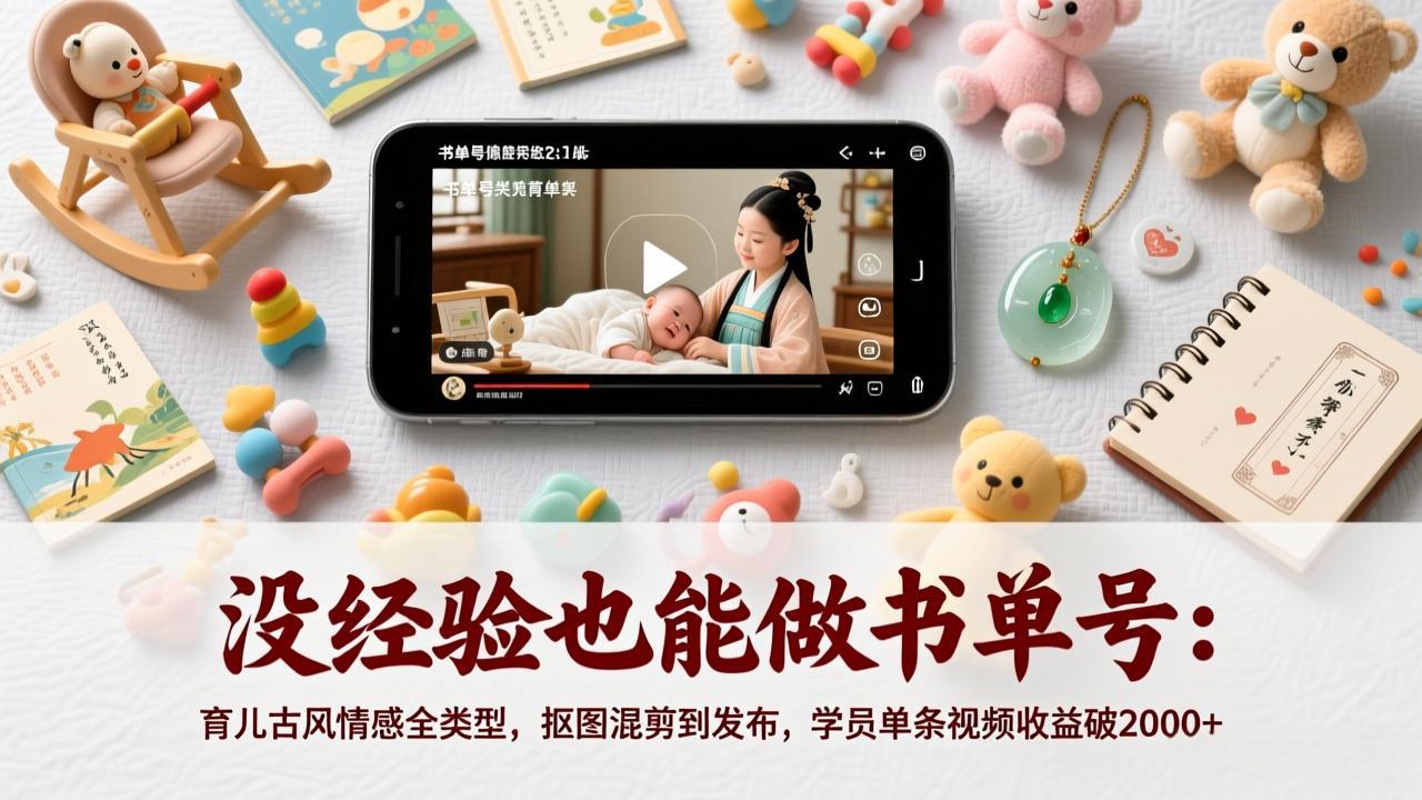 没经验也能做书单号：育儿古风情感全类型，抠图混剪到发布，学员单条视频收益破2000+-川川创富网