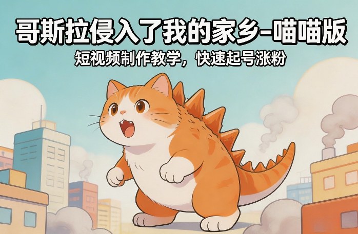 哥斯拉侵入了我的家乡–喵喵版短视频制作教学，快速起号涨粉-川川创富网