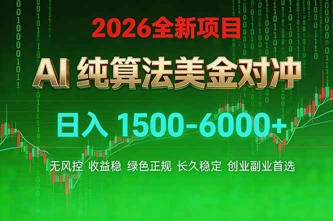 2026 全新美金对冲项目，不套平台赠金，不封号，纯算法对冲，日入 1500-6000+-川川创富网