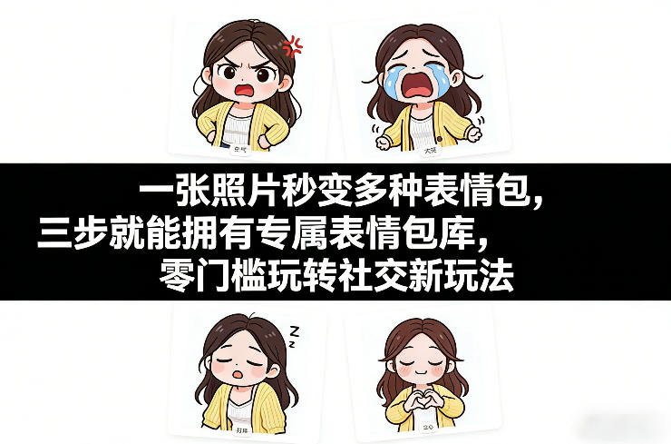 一张照片秒变多种表情包，三步就能拥有专属表情包库，零门槛玩转社交新玩法【文档】-川川创富网