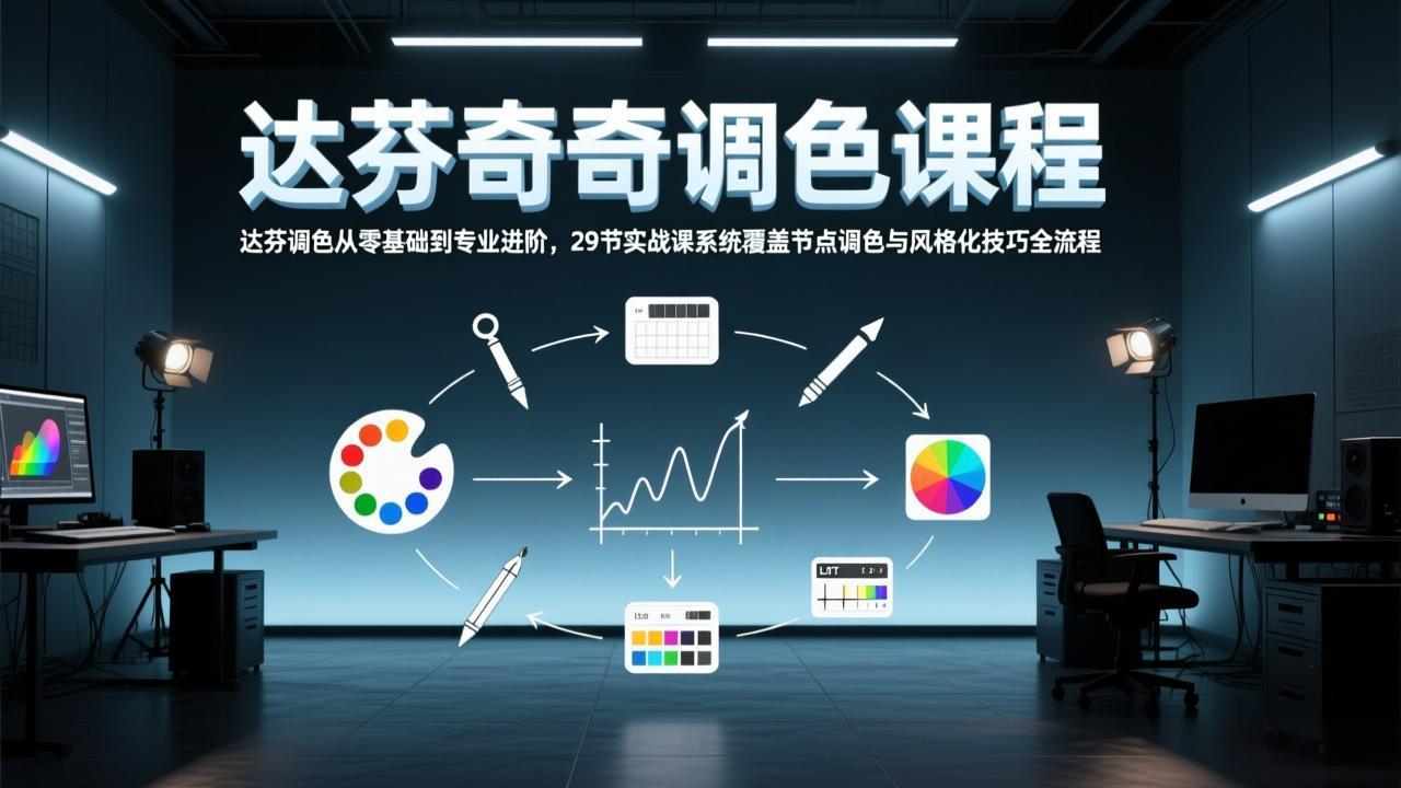 达芬奇调色从零基础到专业进阶，29节实战课系统覆盖节点调色与风格化技巧全流程-川川创富网