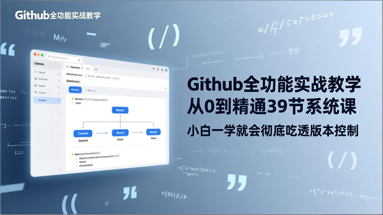 GitHub-全功能实战教学，从0到精通39节系统课，小白一学就会彻底吃透版本控制-川川创富网
