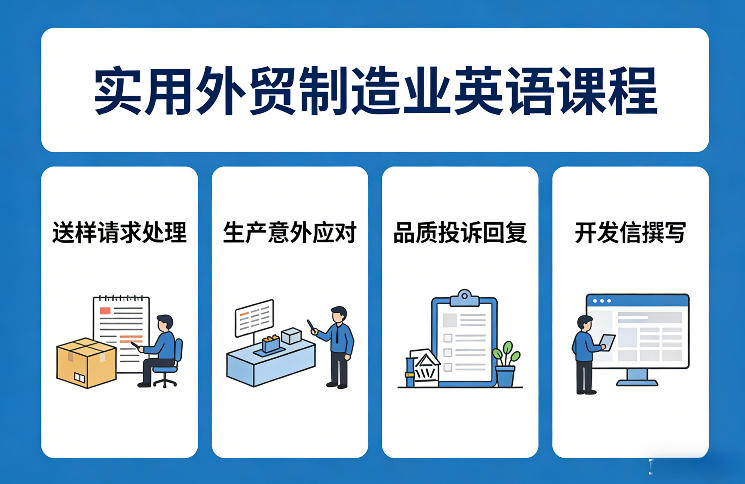 实用外贸制造业英语课程，教你专业处理送样请求、应对生产意外、回复品质投诉、撰写开发信等-川川创富网