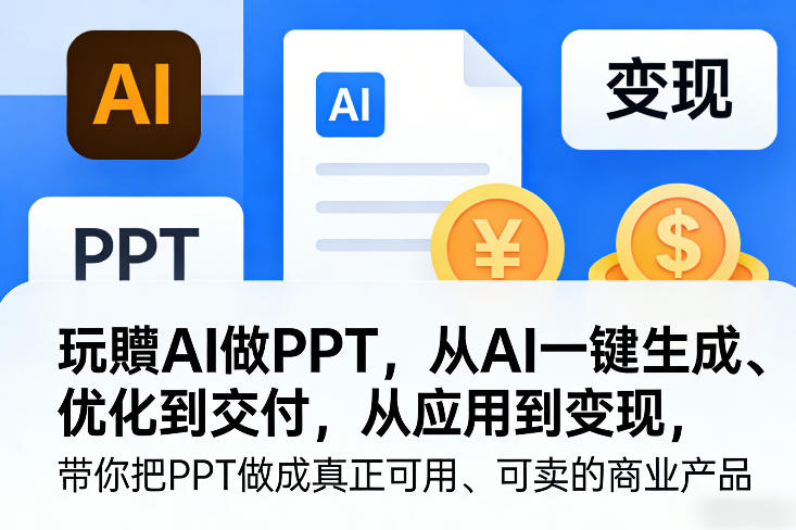 玩賺AI做PPT，从AI一键生成、优化到交付，从应用到变现，带你把PPT做成真正可用、可卖的商业产品-川川创富网