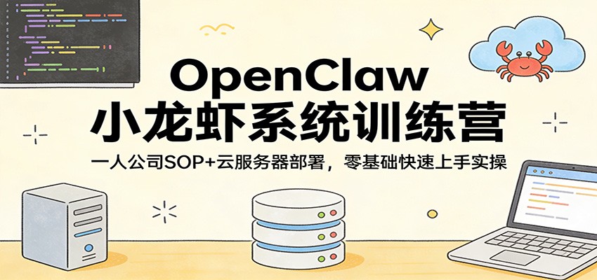 OpenClaw小龙虾系统训练营：一人公司SOP，云服务器部署，零基础快速上手实操-川川创富网